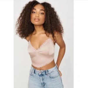Garage Draya Lace Trim Satin Top
